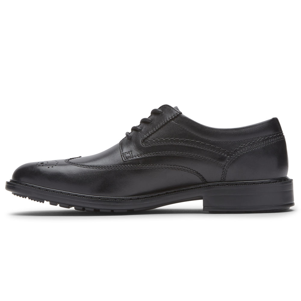 Zapatos Con Cordones Rockport Hombre Mexico - Tanner Wingtip Negros - MSLWH8619